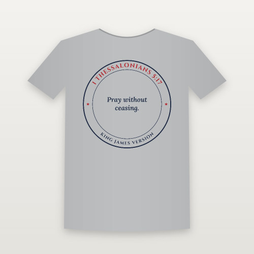 1 Thessalonians 5:17 KJV Christian Women's Relaxed Tee (Round Badge) - Heather Gray