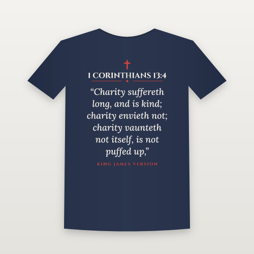 1 Corinthians 13:4 KJV Christian T-Shirt - Navy