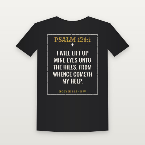 Psalm 121:1 KJV Christian Women's Relaxed Tee (Vintage) - Black