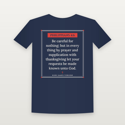 Philippians 4:6 KJV Christian Women's Relaxed Tee (Framed) - Navy