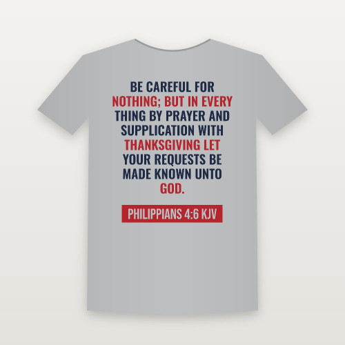 Philippians 4:6 KJV Christian Short Sleeve Tee (Bold Type) - Heather Gray