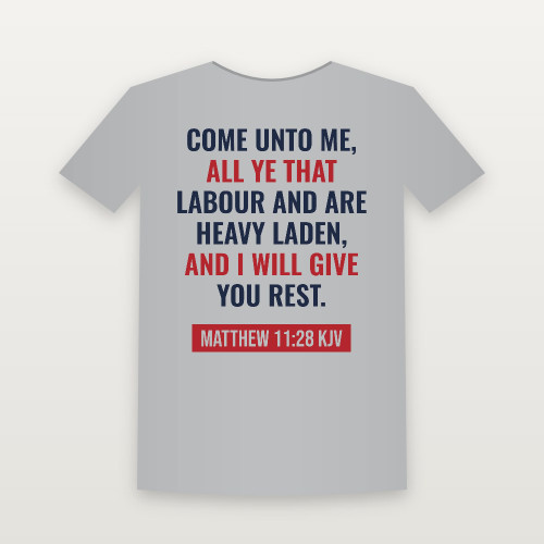 Matthew 11:28 KJV Christian Women's Relaxed Tee (Bold Type) - Heather Gray