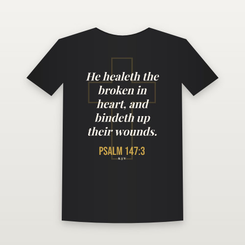 Psalm 147:3 KJV Christian T-Shirt - Black