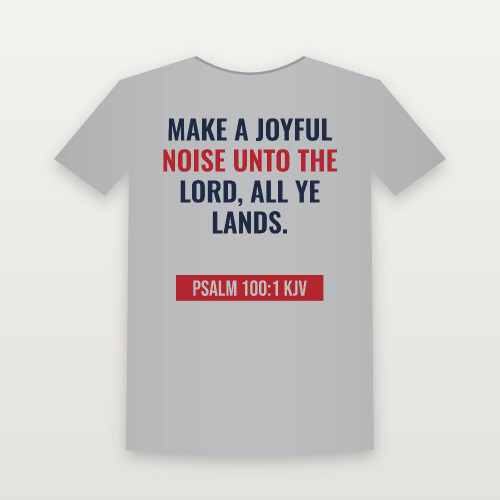 Psalm 100:1 KJV Christian Short Sleeve Tee (Bold Type) - Heather Gray
