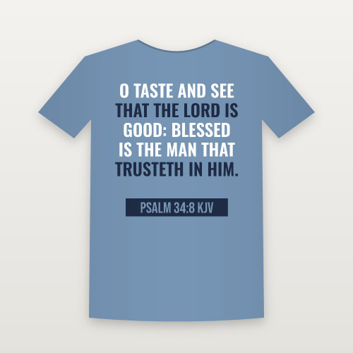 Psalm 34:8 KJV Christian T-Shirt - Heather Blue