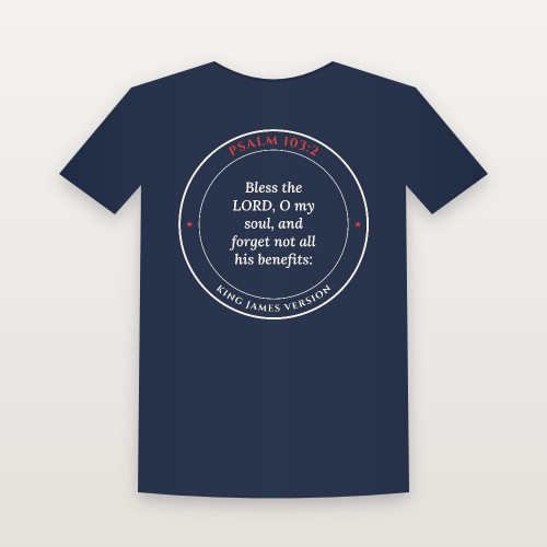Psalm 103:2 KJV Christian T-Shirt - Navy