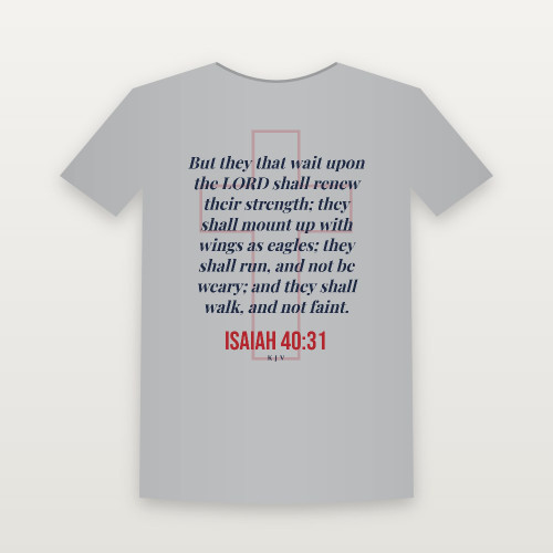 Isaiah 40:31 KJV Christian Women's Relaxed Tee (Cross) - Heather Gray