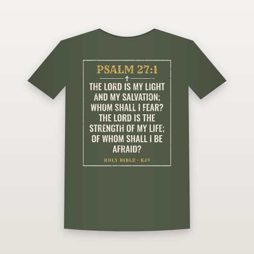 Psalm 27:1 KJV Christian Women's Relaxed Tee (Vintage) - Military Green