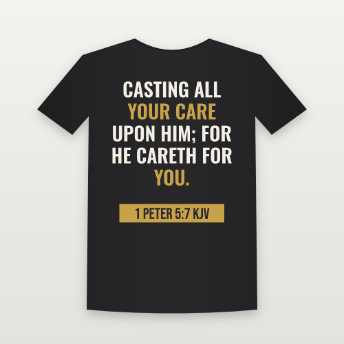 1 Peter 5:7 KJV Christian Women's Relaxed Tee (Bold Type) - Black