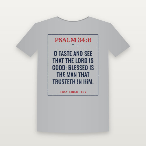 Psalm 34:8 KJV Christian Women's Relaxed Tee (Vintage) - Heather Gray