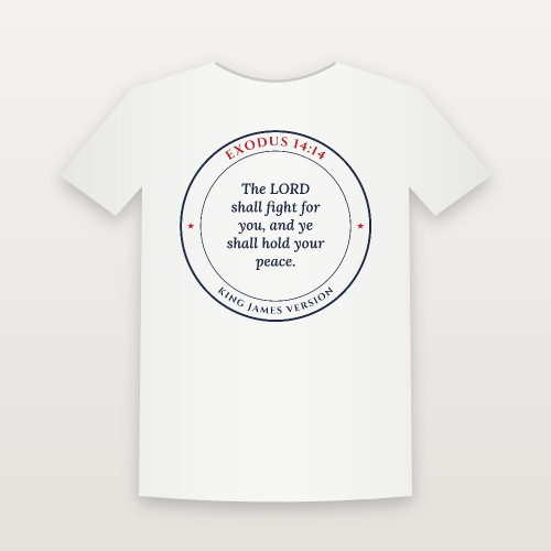Exodus 14:14 KJV Christian Women's Relaxed Tee (Round Badge) - White