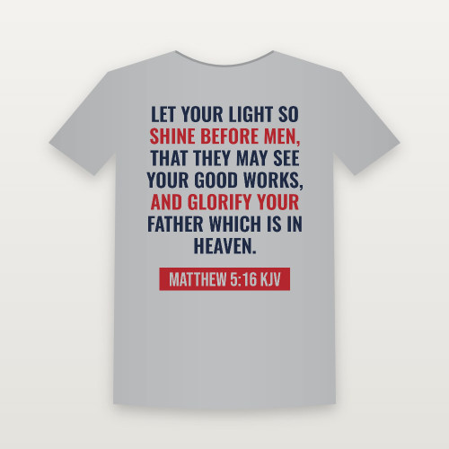 Matthew 5:16 KJV Christian Short Sleeve Tee (Bold Type) - Heather Gray