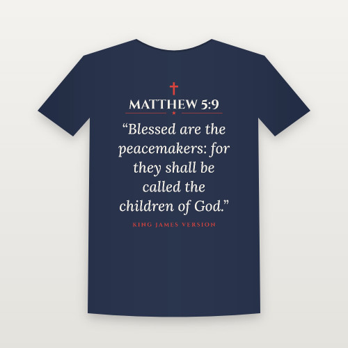 Matthew 5:9 KJV Christian T-Shirt - Navy
