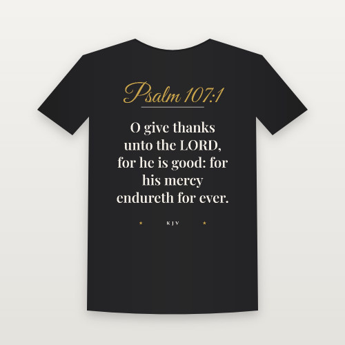 Psalm 107:1 KJV Christian Women's Relaxed Tee (Script) - Black