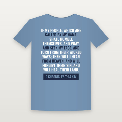 2 Chronicles 7:14 KJV Christian T-Shirt - Heather Blue