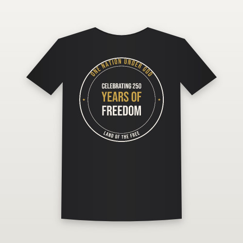 Celebrating 250 Years of Freedom Patriotic T-Shirt (Badge) - Black