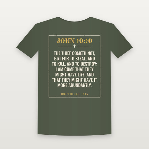 John 10:10 KJV Christian Women's Relaxed Tee (Vintage) - Military Green