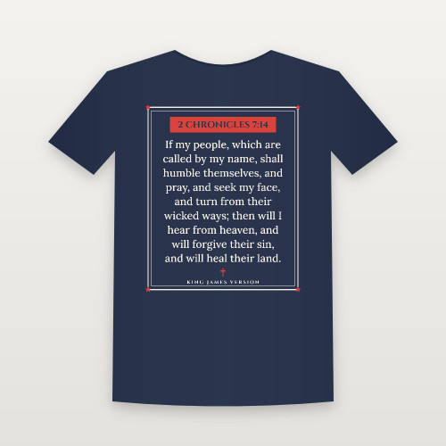 2 Chronicles 7:14 KJV Christian Women's Relaxed Tee (Framed) - Navy