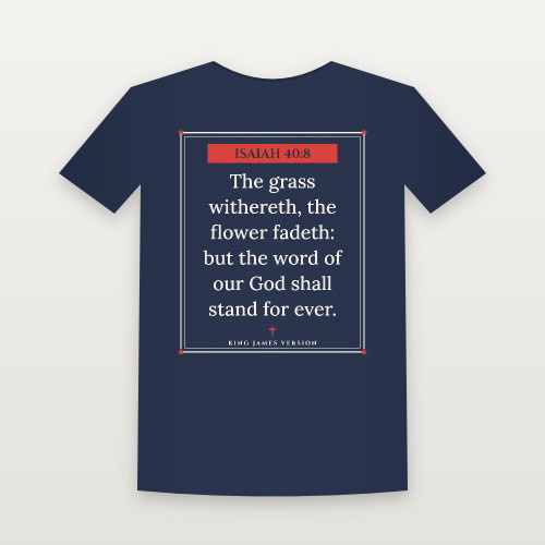 Isaiah 40:8 KJV Christian Women's Relaxed Tee (Framed) - Navy