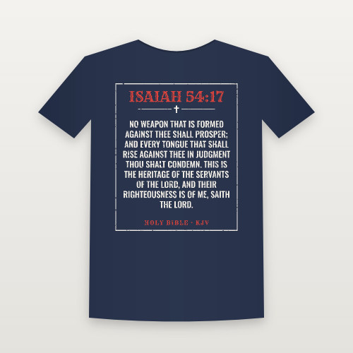 Isaiah 54:17 KJV Christian Women's Relaxed Tee (Vintage) - Navy
