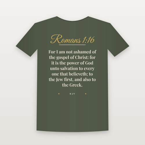 Romans 1:16 KJV Christian Women's Relaxed Tee (Script) - Military Green