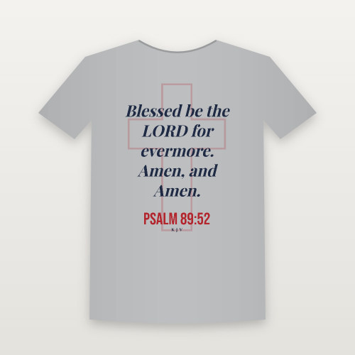Psalm 89:52 KJV Christian Women's Relaxed Tee (Cross) - Heather Gray