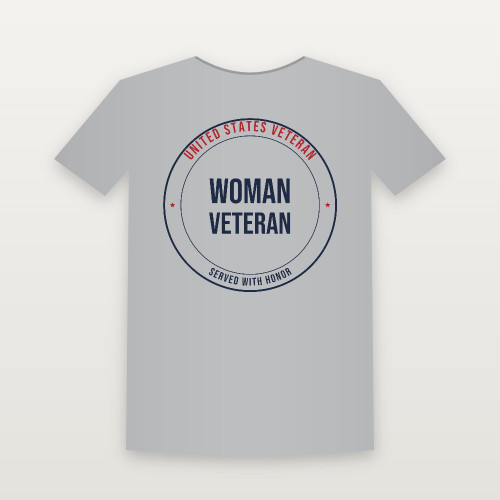 Woman Veteran Short Sleeve Tee (Badge) - Heather Gray