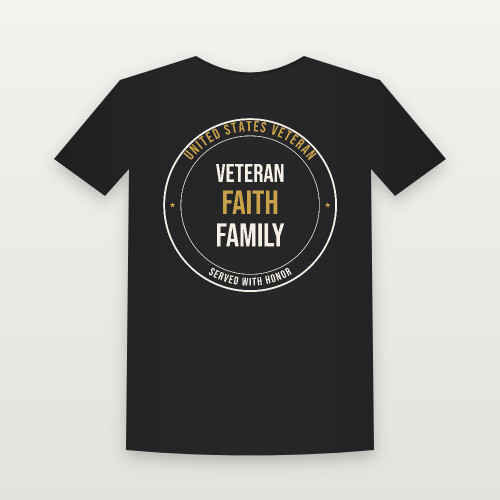 Veteran · Faith · Family Short Sleeve Tee (Badge) - Black