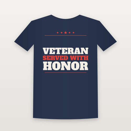 Veteran · Served with Honor Short Sleeve Tee (Star Banner) - Navy