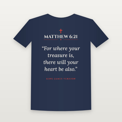Matthew 6:21 KJV Christian Women's Relaxed Tee (Classic) - Navy