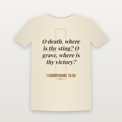 1 Corinthians 15:55 KJV Christian Women's Relaxed Tee (Cross) - Natural