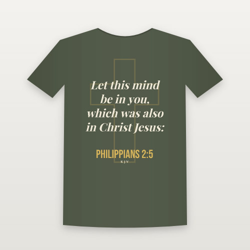 Philippians 2:5 KJV Christian Women's Relaxed Tee (Cross) - Military Green