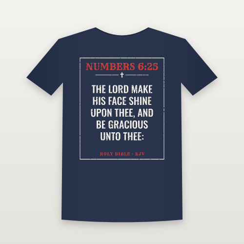 Numbers 6:25 KJV Christian Women's Relaxed Tee (Vintage) - Navy