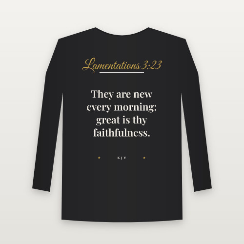 Lamentations 3:23 KJV Christian Long Sleeve Tee (Script) - Black