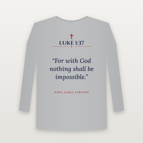 Luke 1:37 KJV Christian Long Sleeve Tee (Classic) - Heather Gray