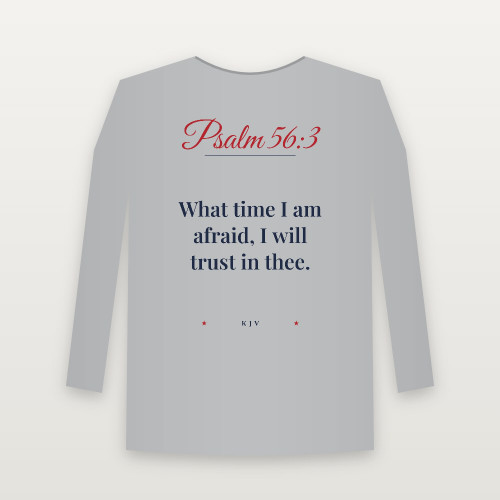 Psalm 56:3 KJV Christian Long Sleeve Tee (Script) - Heather Gray