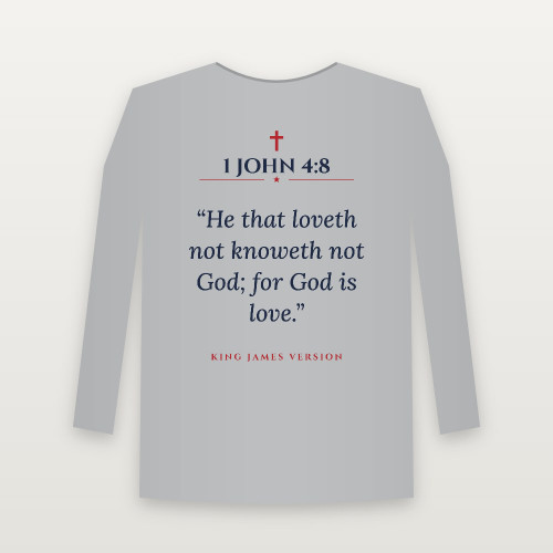 1 John 4:8 KJV Christian Long Sleeve Tee (Classic) - Heather Gray