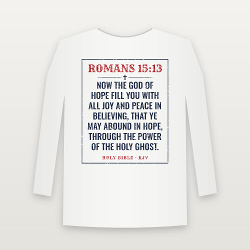 Romans 15:13 KJV Christian Long Sleeve Tee (Vintage) - White