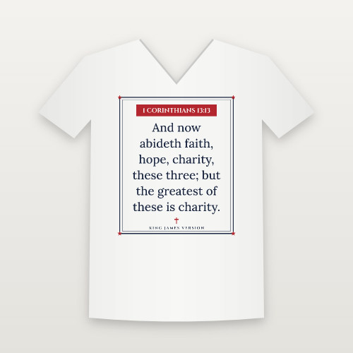 1 Corinthians 13:13 KJV Christian V-Neck Tee (Framed) - White