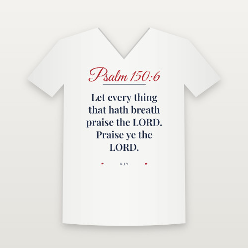 Psalm 150:6 KJV Christian V-Neck Tee (Script) - White