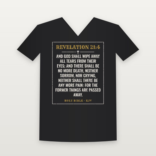 Revelation 21:4 KJV Christian V-Neck Tee (Vintage) - Black