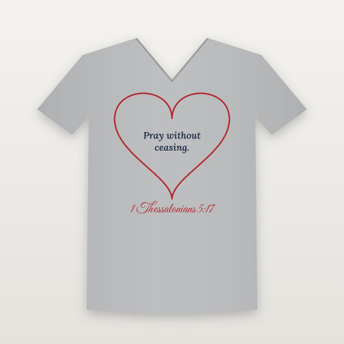 1 Thessalonians 5:17 KJV Christian V-Neck Tee (Heart) - Heather Gray