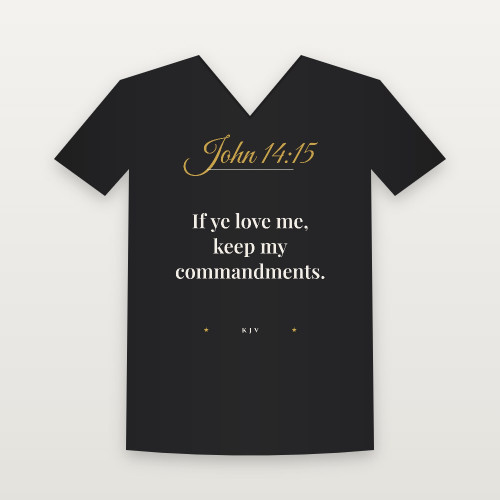 John 14:15 KJV Christian V-Neck Tee (Script) - Black
