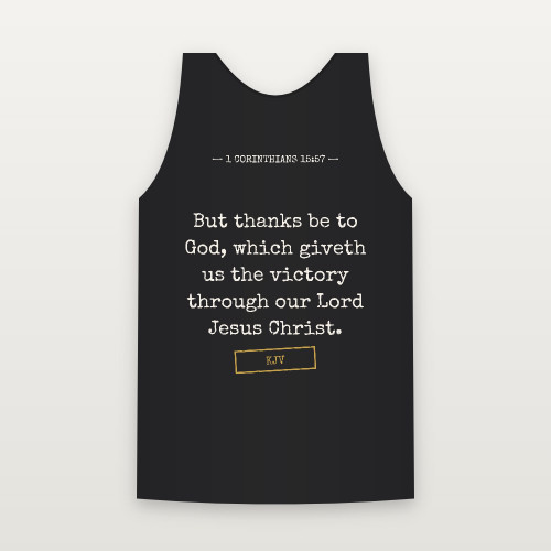 1 Corinthians 15:57 KJV Christian Tank Top (Typewriter) - Black