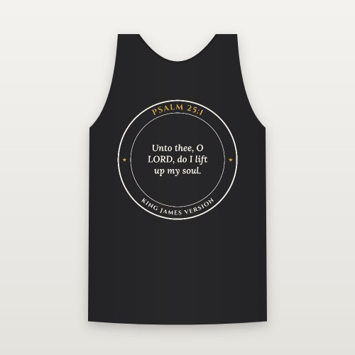 Psalm 25:1 KJV Christian Tank Top (Round Badge) - Black