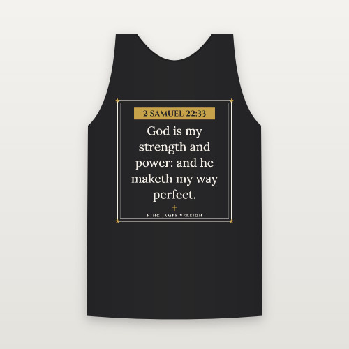 2 Samuel 22:33 KJV Christian Tank Top (Framed) - Black