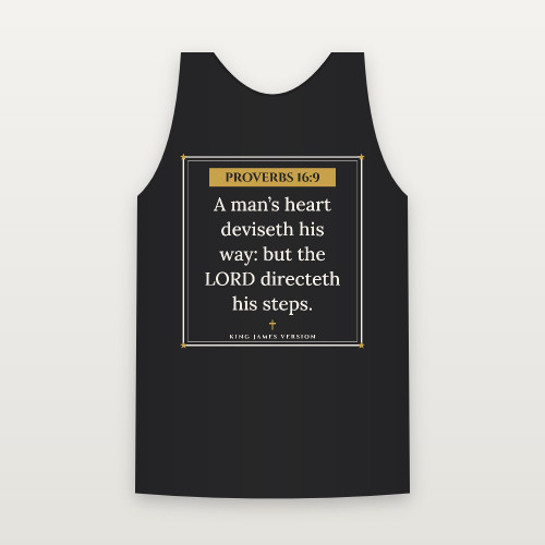 Proverbs 16:9 KJV Christian Tank Top (Framed) - Black