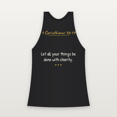1 Corinthians 16:14 KJV Christian Women's Racerback Tank (Handwritten) - Black
