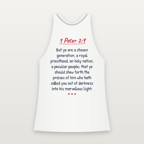 1 Peter 2:9 KJV Christian Women's Racerback Tank (Handwritten) - White