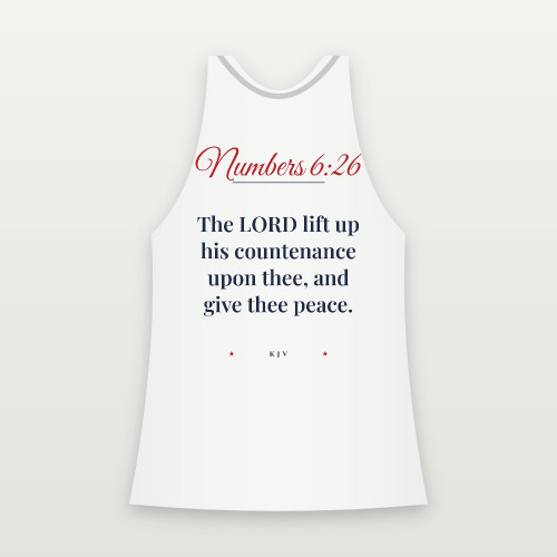 Numbers 6:26 KJV Christian Women's Racerback Tank (Script) - White